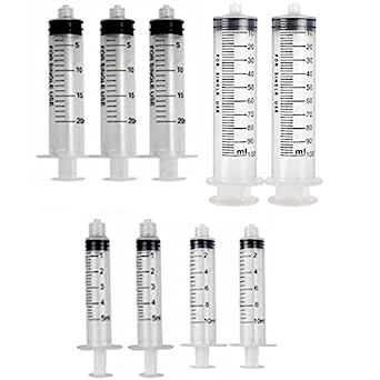 Photo 1 of 4 Pack 50ml Plastic Syringe Luer Lock With Measurement No Needle for Scientific Labs Liquid Measuring