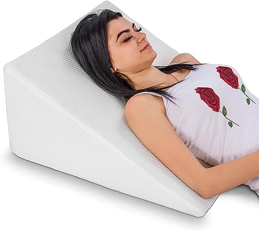 Photo 1 of Abco Bed Wedge Pillow for Sleeping - Memory Foam Top - Reduce Neck & Back Pain, Snoring, Acid Reflux, Respiratory Problems - Ideal for Sleeping, Reading, Rest, Elevation - Washable Cover -