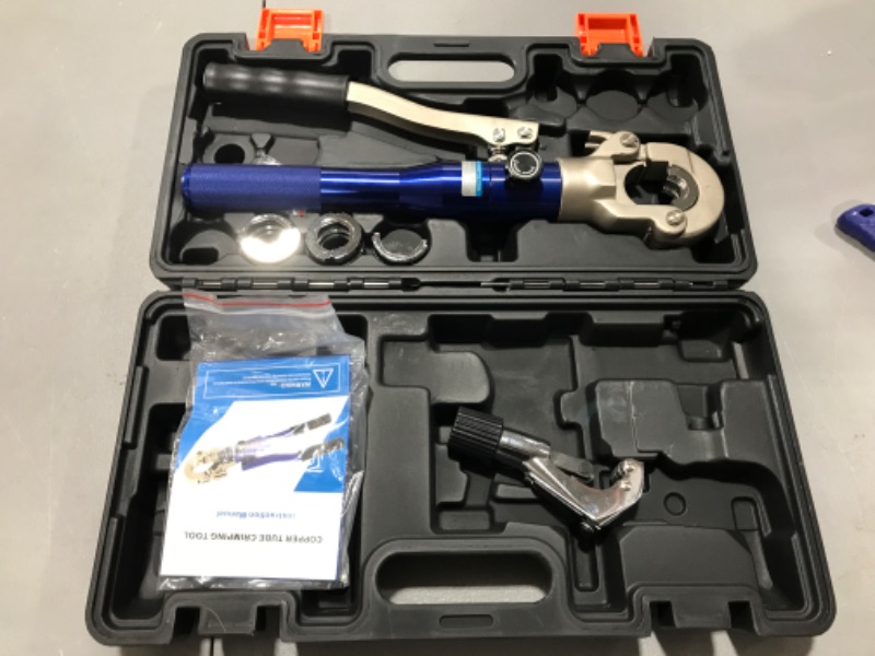 Photo 2 of IBOSAD Copper Tube Fittings Hydraulic Pipe Crimping Tool with 1/2",3/4" and 1" Jaw Copper Pipe Press Crimper Pressing Pliers, with Pipe Cutter for Copper Pipe