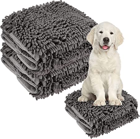 Photo 1 of 2 Pcs Shammy Dog Towel with Hand Pockets, Absorbent Microfiber Washable Dog Towels for Drying Dogs and Cleaning Paws Small Medium Large Cat, Dog, 13.78 x 31.5 Inches 