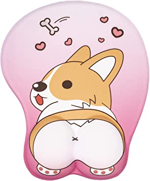 Photo 1 of Cute Mouse Pad Wrist Support - Kawaii Mousepad Anime Mouse Pad Corgi, Ergonomic Mouse Pad with Wrist Rest, Comfortable Computer Mouse pad for Laptop, Cute Office Desk Accessories, Non-Slip 