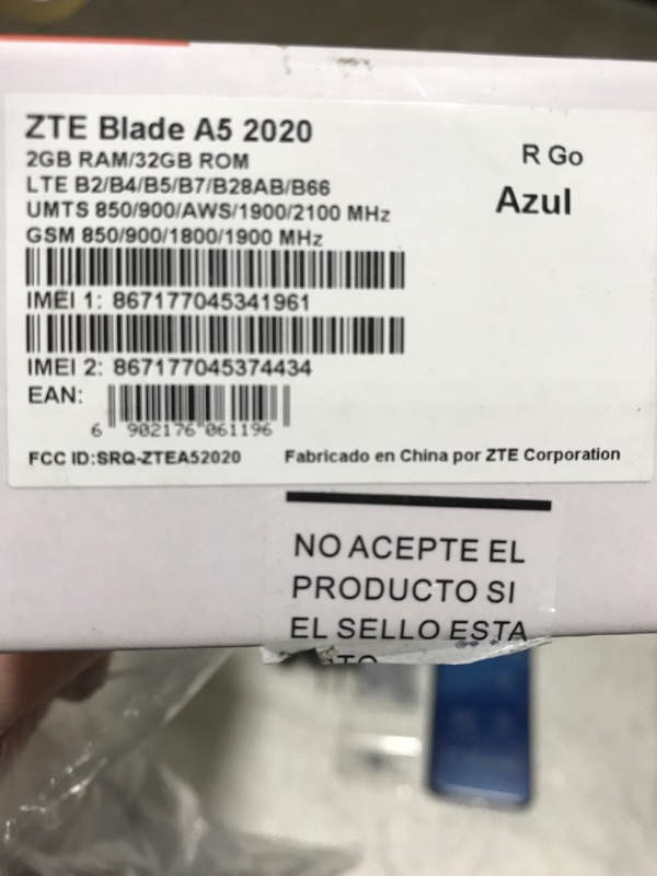 Photo 2 of ZTE Blade A5 2020, 4G LTE, International Version (No US Warranty), 32GB, 2GB, Dual SIM, Blue - GSM Unlocked (T-Mobile, AT&T, Metro, Straight Talk)
