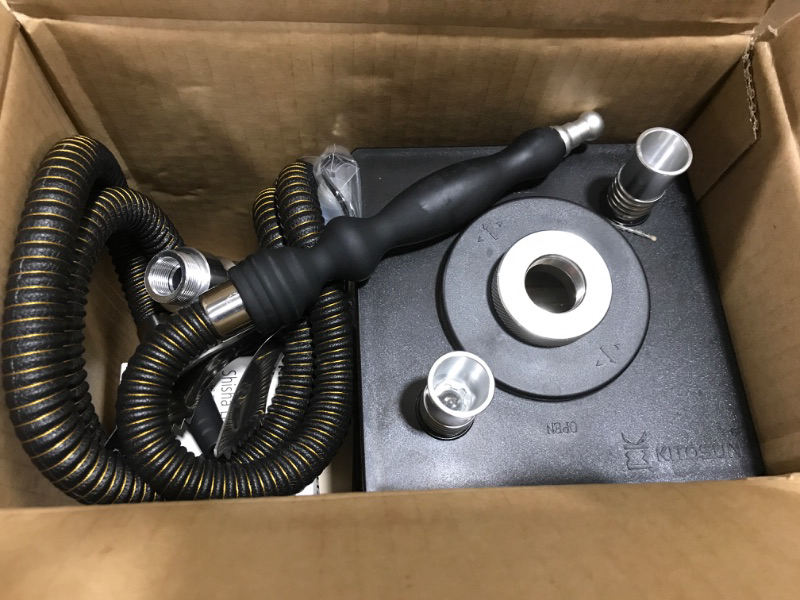 Photo 1 of Hookah Set with Everything - Kitosun Updated Cube Modern Shisha include Vulcan HMD Silicone Phunnel Bowl Silk Pipe Coal Tongs Remote LED Light for Great Smoking | Easy Cleaning Easy Inhale 2 Hoses