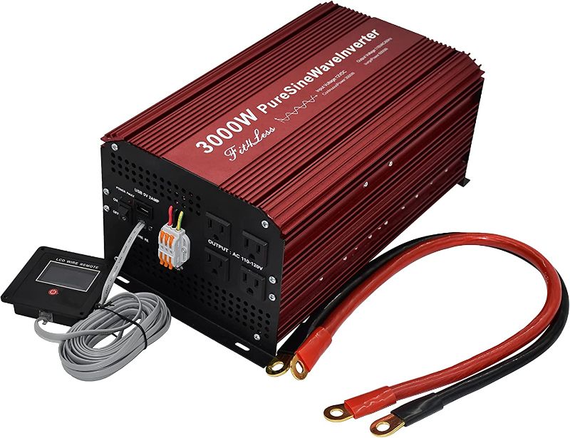 Photo 1 of DC12V to AC110V60Hz Pure SINE Wave Power Inverter with Continuous Output Power 3000W,4 American SOCKE and LCD Wire Remote KIT.