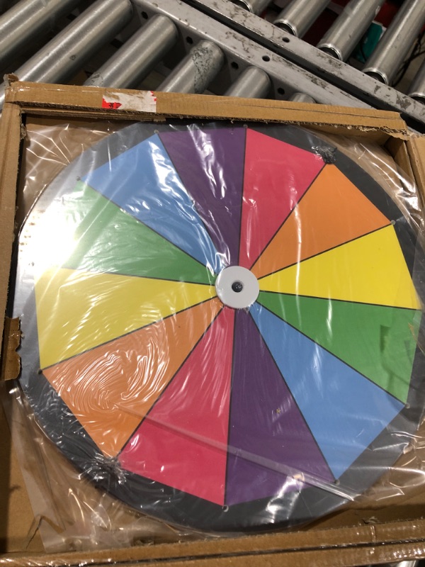 Photo 2 of iElyiEsy 24" Spinning Prize Wheel of Fortune 14 Slots Spinner Wheel for Prizes with Stand, Dry Eraser and Marker Pen for Trade Show Carnival