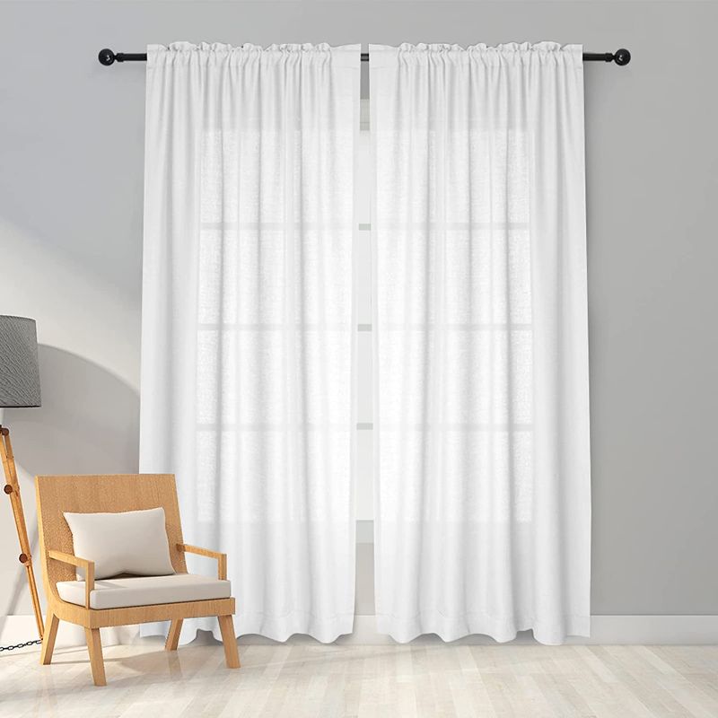 Photo 1 of  White Semi Sheer Curtains  2 panels Unknown Size 