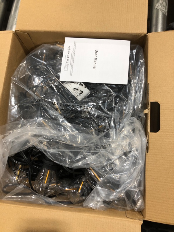 Photo 1 of 150FT LED Outdoor String Lights,Shatterproof Patio Lights Commercial Grade Weatherproof S14 Hanging Lights with 45 Plastic Dimmable Bulbs for Patio,Backyard,Garden,Cafe,Connectable S14-150FT