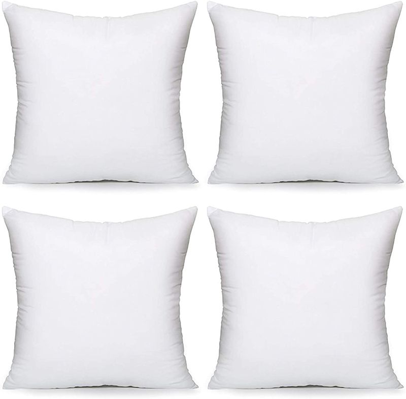 Photo 1 of Acanva Throw Pillow Inserts, Euro Sham Form Stuffer with Premium Polyester Micro Fiber, Decorative for Bed, Couch and Sofa, White, 4 Count, (Pack of 1)--22"
