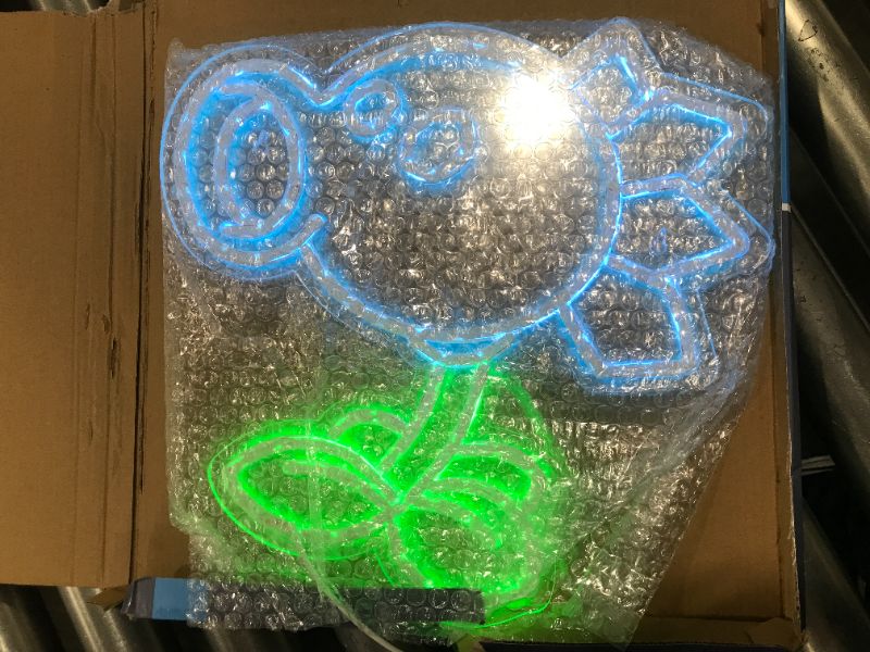 Photo 2 of Heliwey LED Snow Pea Shooter Neon Sign Gamer Gift for Teen Girls Game Room Gifts LED Sign for Bedroom Wall Decor, Kids Room, Living Room, Game Room, Gaming Club Gamer Gift (Snow Pea)