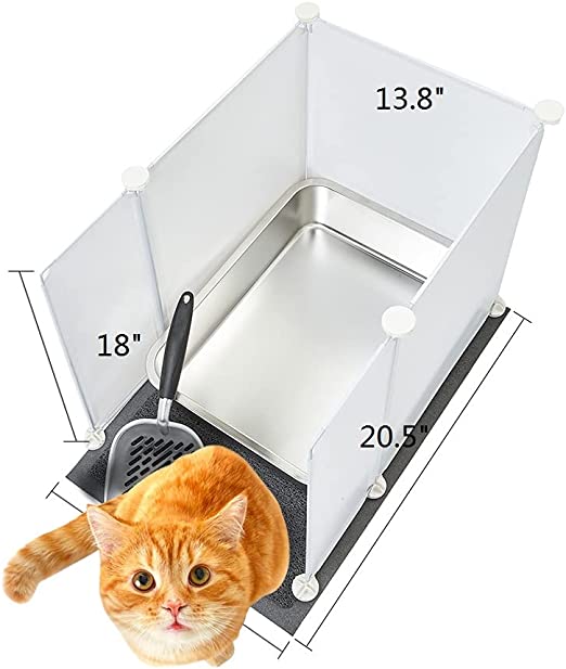 Photo 1 of MEEXPAWS Stainless Steel Litter Box for Cats (18”×14”×4”) | Non Stick | Odor Control |Metal cat Litter Scoop | Cat Litter mat | Splash Guard | Easy Clean
