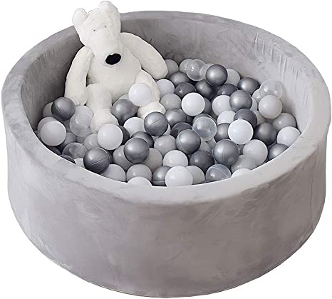 Photo 1 of FUNTRESS Ball Pit Pool for Toddlers Memory Foam Soft Round Mini Pool for Baby Kids Gift for Toddlers Light Grey
