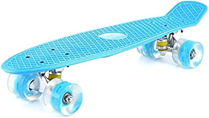 Photo 2 of 22 Inch Full Mini Cruiser Retro Skateboard for Kids Teens Adults Flashing Wheels with Integrated T-Shaped Skateboard for Beginners
