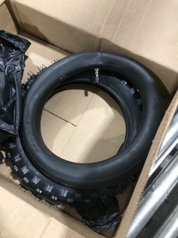 Photo 2 of 2.5-10" Off-Road Tire and Inner Tube Set - Dirt Bike Tire with 10-Inch Rim and 2.5/2.75-10 Dirt Bike Inner Tube Replacement Compatible with Honda CRF50/XR50, Suzuki DRZ70/JR50, and Yamaha PW50