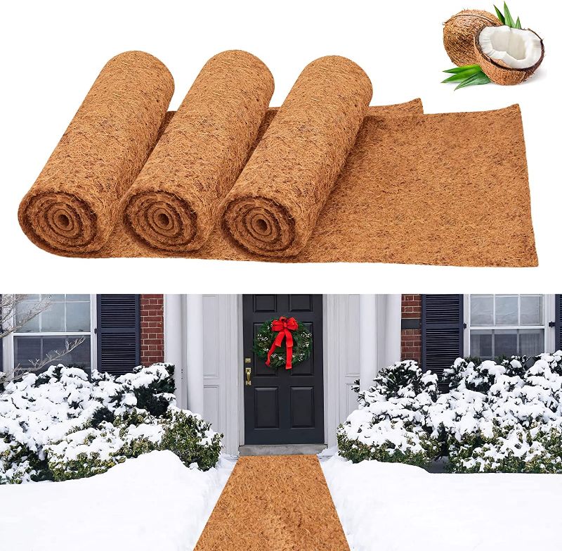 Photo 2 of Riare 2 Pack 16 × 118 Inch No-Slip Ice and Snow Carpet Mats- Waterproof Outdoor Coconut Fiber Carpet Anti-Slip Coir Carpet Runner for Walkways, Front Door, Stairs, Porch Safe & Stable Walking https://a.co/d/hH62tSD