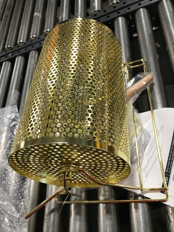 Photo 1 of VGMiu Small Raffle Drum Plated Brass Metal Raffle Ticket Basket Lottery Spinning Drawing with Wooden Turning Handle(Holds 3,000 Tickets) S 14.8"(L) x 10.6"(W) x 11.2"(H) Gold-s