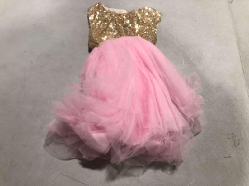 Photo 2 of YOUNGER TREE Toddler Baby Girls Dress Sleeveless Sequins Party Dresses Princess Lace Tulle Tutu Dress 12-18 Months Pink