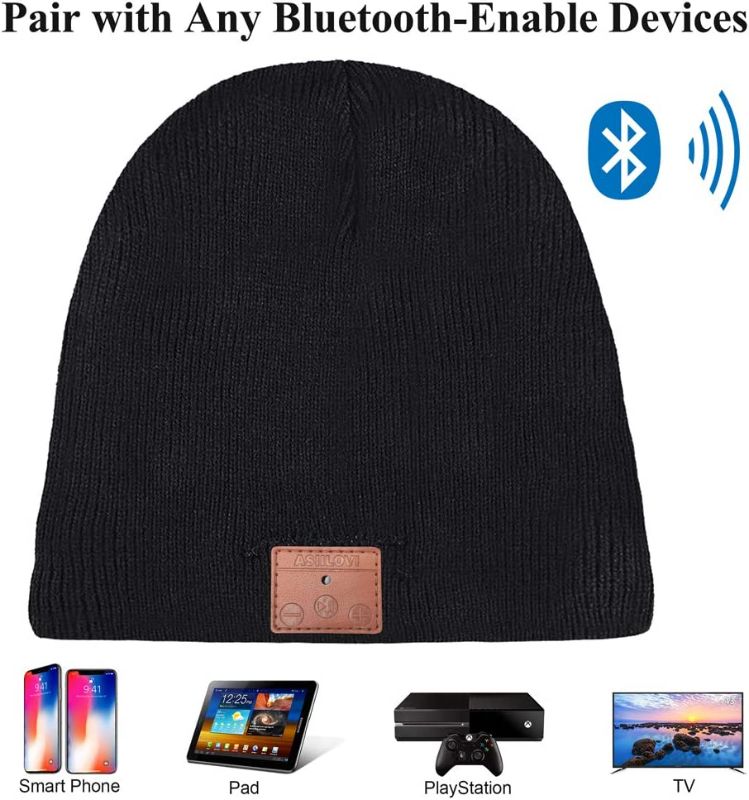 Photo 1 of ASIILOVI Bluetooth Beanie, Double Fleece Lined Bluetooth 5.0 Wireless Winter Warm Knit Beanie with MIC HD Speakers, Gift Packaging, Gifts for Men/Women/Teens/Family Christmas Thanksgiving (001-Black)
