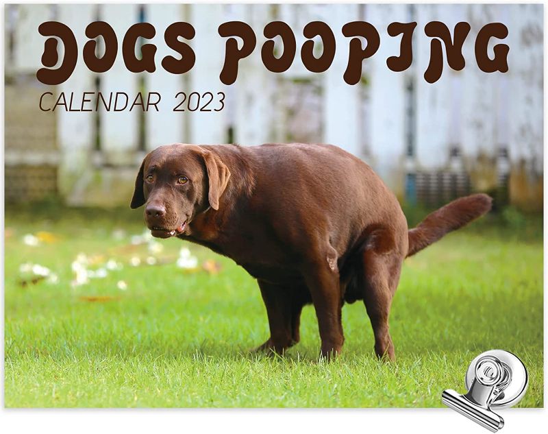 Photo 1 of 2023 Wall Calendar Funny - Dogs Pooping Calendar 2023 - 12'' x 18" Opened, January 2023 - December 2023, Giftable Magnetic Calendar for Fridge for Easy Organizing and Planning 