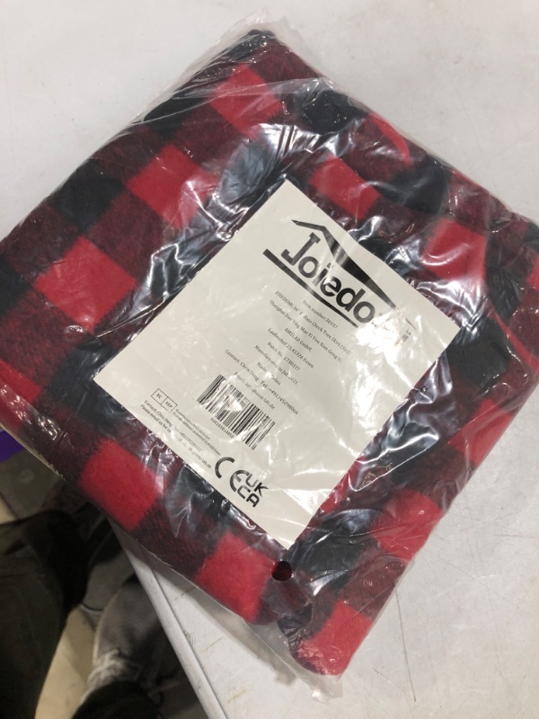 Photo 2 of 36" Buffalo Plaid Christmas Tree Skirt - Red and Black Buffalo Checked Tree Skirts Mat for Xmas New Years Eve Holiday Party Outdoor Decoration 36 inch