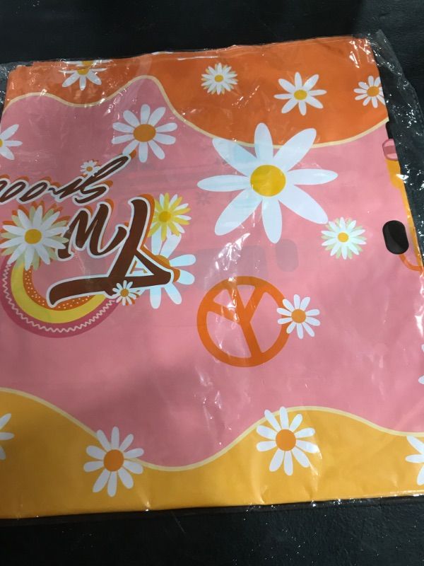 Photo 1 of 2 Pack Two Groovy Party Plastic Tablecloth 54 x 87 Inch Long Rectangular Table Cover for Buffet,Birthday Party Holiday Dinner,Picnic or Tablecloth for Kitchen Event Use