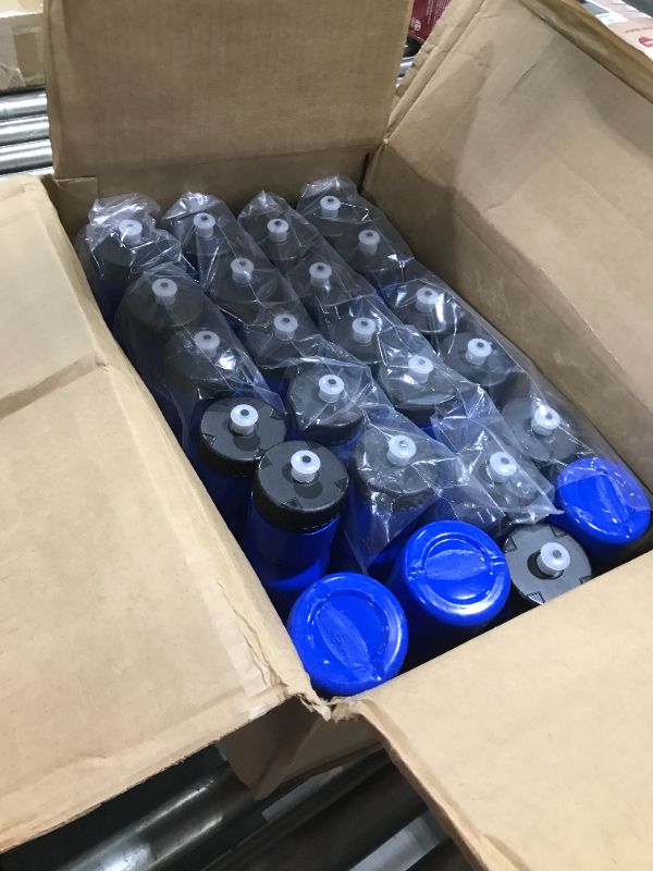 Photo 2 of 50 Strong Sports Squeeze Water Bottle Bulk Pack - 24 Bottles - 22 oz. BPA Free Easy Open Push/Pull Cap - Made in USA (Blue)