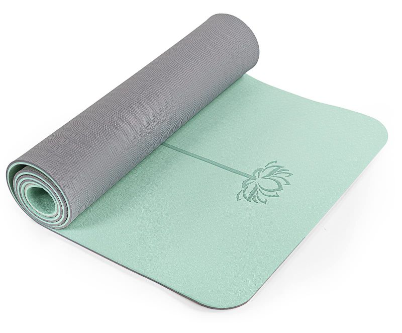 Photo 1 of Yoga Mat Non Slip, Pilates Fitness Mats, Eco Friendly, Anti-Tear 1/4" Thick Yoga Mats for Women, Exercise Mats for Home Workout with Carrying Sling and Storage Bag 72"x24" Matcha Green & Gray