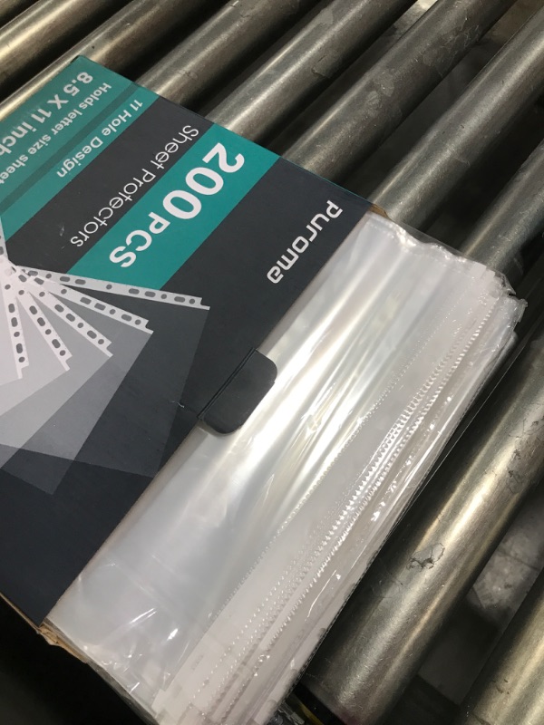 Photo 2 of Puroma 200 Pack Sheet Protectors, 11 Hole Clear Heavy Duty Page Protectors, Fits Standard 8.5 x 11 inch, Top Loading Paper Protector, Plastic Sleeves for Binders