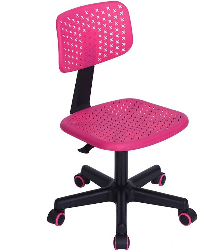 Photo 1 of FurnitureR 360 Swivel Task Chair, Low Back Armless Writing Desk Chair with Adjustable Height & Lumbar Support for Teens Boys Girls Students, Computer Desk Chair for Home Office, Pink
