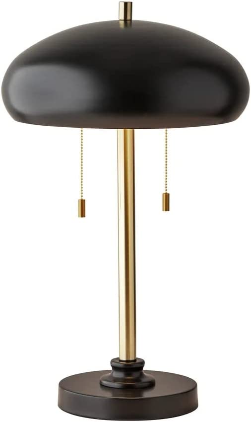 Photo 1 of Adesso 1562-21 Cap Table Lamp, 23 in, 2 x 40W Type A (Not Included), Black & Antique Brass, 1 Table Lamps
