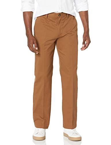 Photo 1 of Amazon Essentials Men's Classic-Fit Wrinkle-Resistant Flat-Front Chino Pant (Available in Big & Tall), Dark Khaki Brown, 33W X 30L
