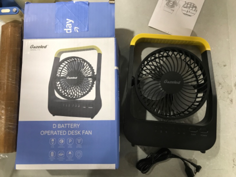 Photo 2 of Battery Operated Fan, Super Long Lasting Battery Operated Fans for Camping, Portable D-Cell Battery Powered Desk Fan with Timer, 3 Speeds, Whisper Quiet, 180° Rotation, for Office,Bedroom,Outdoor, 5''

