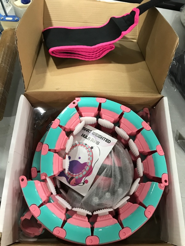 Photo 1 of Smart Weighted Hoola Hoop Plus Size 60 Inch, 29 Knots Infinity Fitness Hoop with Extra Links, 2 in 1 Adjustable and Detachable Massage Great for Women and Beginners Pink