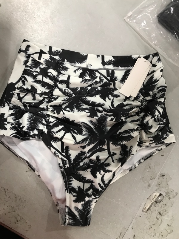 Photo 1 of COCOPEAR Women's Ruched High Waisted Bikini Bottom Retro Vintage Swim Short Tankinis XX-Large Black Coconuts