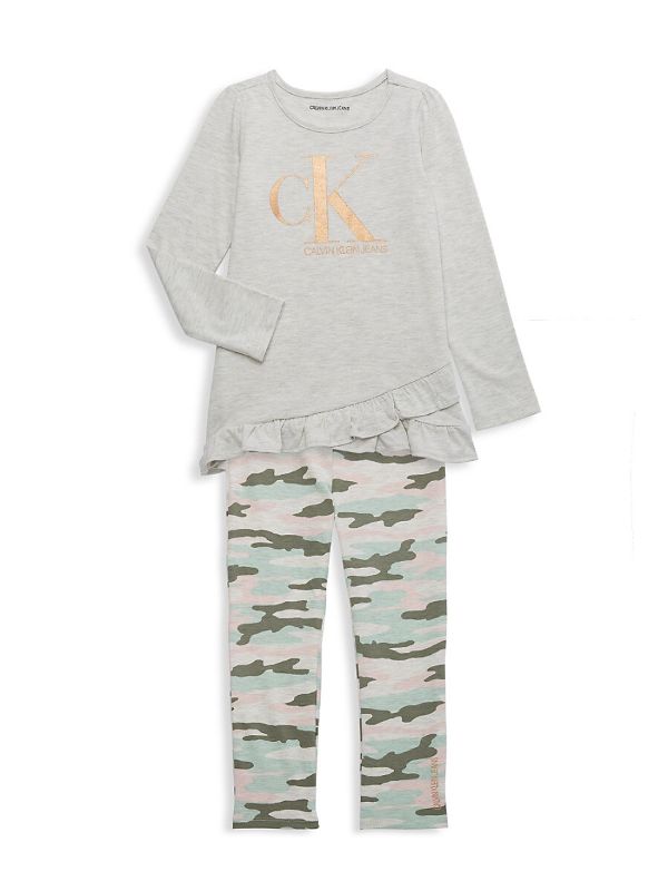 Photo 1 of Calvin Klein Size 3T 2-Piece Camo Fashion Top and Legging Set in Oatmeal
