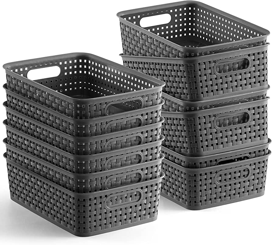 Photo 1 of 24 Pack  Plastic Storage Baskets - Small Pantry Organization and Storage Bins - Household Organizers for Laundry Room, Bathrooms, Bedrooms, Kitchens, Cabinets, Countertops, Under Sink or On Shelves