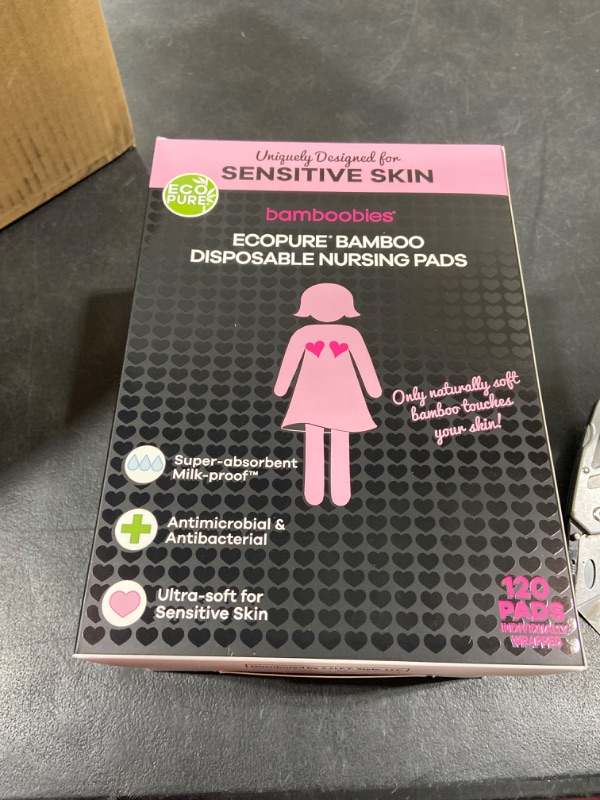 Photo 2 of Bamboobies Nursing Pads for Breastfeeding, 120 Count, Disposable Breast Pads for Sensitive Skin, Super-Absorbent Milk Proof Pads, Perfect Baby Shower Gifts