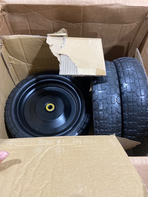 Photo 2 of (4-Pack) 13‘’ Tire for Gorilla Cart - Solid Polyurethane Flat-Free Tire and Wheel Assemblies - 3.15” Wide Tires with 5/8 Axle Borehole and 2.1” Hub 13“ Wheels -4 Pack