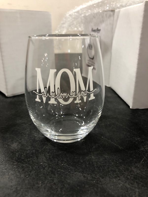 Photo 3 of "Mom I Love You" Stemless Wine Glass Tumbler - 15oz