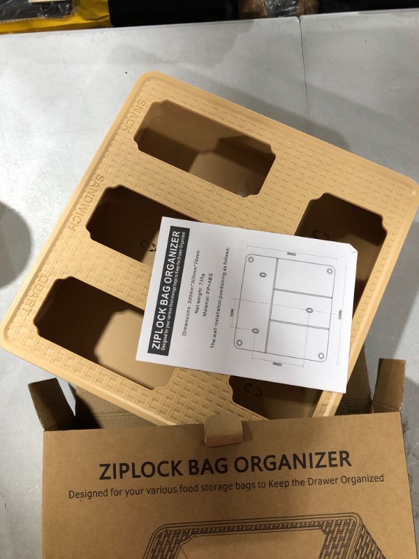 Photo 2 of Ziplock Bag Storage Organizer and Kitchen Food Baggie Dispenser Box or Wall Mount New plastic material Food Drawer Storage Baggie Holder Compatible with Most Brands Gallon Bag, Candy Bag and Snack Bag