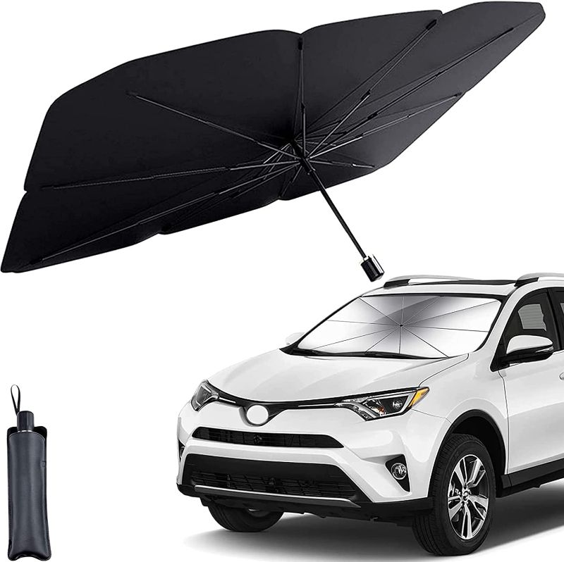 Photo 1 of Car Windshield Sun Shade, Automotive Sunshades Umbrella UV Rays and Sun Heat Protection Foldable Reflector Sturdy and Durable