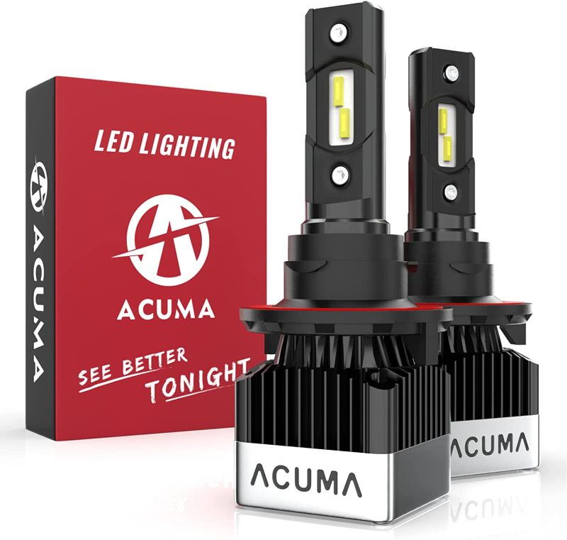 Photo 1 of Acuma 9004 LED Headlight Bulbs, 60W 15000 Lumens Super Bright Acme-Xs Chips, 6000K Cool White Conversion Kit, IP68 Waterproof, Quick Installation, Pack of 2