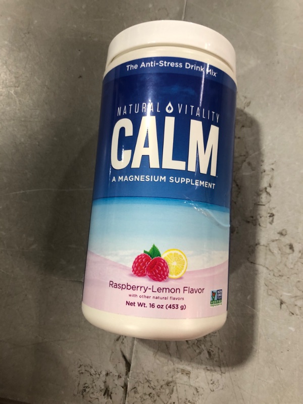 Photo 2 of Natural Vitality Calm, Magnesium Citrate Supplement, Anti-Stress Drink Mix Powder - Gluten Free, Vegan, & Non-GMO, Raspberry Lemon, 16 oz