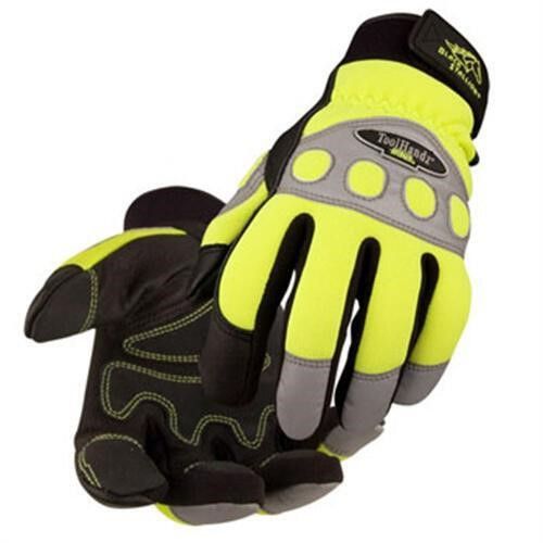 Photo 1 of  Spandex/Grain Pigskin Reinforced Hi-Vis Mechanic's Gloves, Size Small
