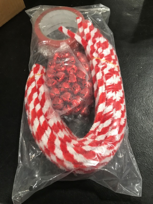 Photo 2 of 124 Pcs Red and White Christmas Tree Decoration Bulk, Christmas Striped Tree Picks Tree Topper Christmas Bells Curly Pick Candy Cane Picks for Christmas Tree Crafts DIY Gifts Home Party Decor