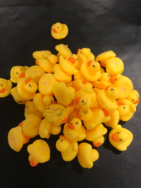 Photo 2 of 50-Pieces Float & Squeak Mini Rubber Duck Baby Bath Ducky Sound Shower Toys for Kids