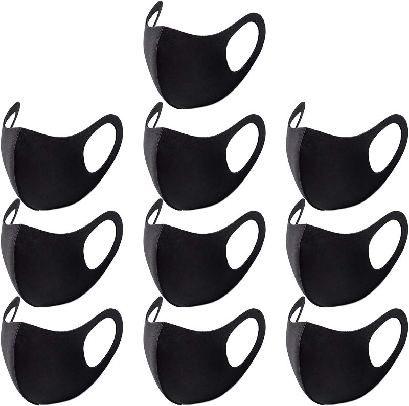 Photo 1 of 10PCS Black Face Mask Covers with Elastic Ear Loop Cover Full Face Anti-Dust, Unisex, Washable, Breathable, and Reusable (Adults)
