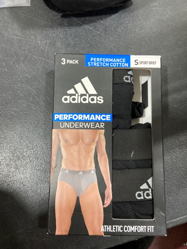 Photo 2 of adidas Men's Stretch Cotton Brief Underwear (3-Pack) Small Black/Light Onix Grey