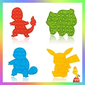 Photo 1 of 4 Pack Push Bubble Sensory Pop Fidget It Toy Autism Special Needs Stress Relief Silicone Pressure, Cheap Prime Pretty Rainbow Dimple Simple Squeeze Yellow Green Orange Blue Turtle for Kids Adult