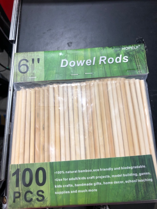 Photo 2 of 100PCS Dowel Rods Wood Sticks Wooden Dowel Rods - 1/4 x 6 Inch Unfinished Bamboo Sticks - for Crafts and DIYers
