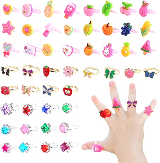 Photo 1 of CUTE STONE 100 PCS Little Girl Rings Jewelry Rings Girl Pretend Play Dress Up Rings, Easter Egg Basket Stuffers Party Favors for Kids
